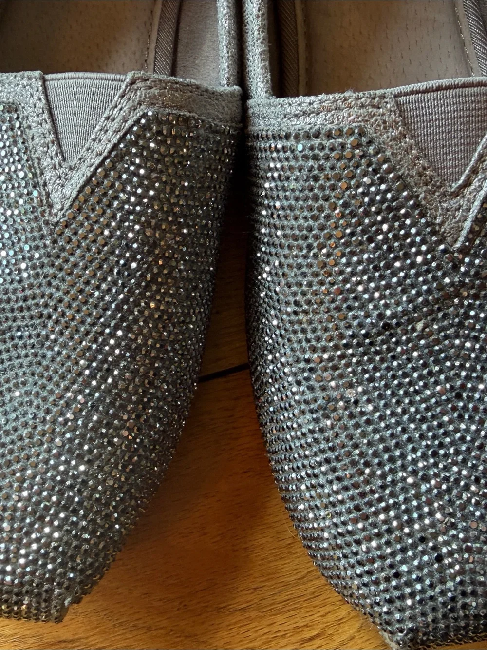 BOBS from Skechers Silver Rhinestone Slip-On Flats
